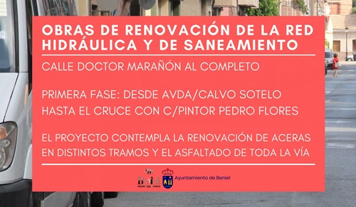 El Ayuntamiento comienza las obras de renovación de la red hidráulica y de saneamiento en C/Doctor Marañón