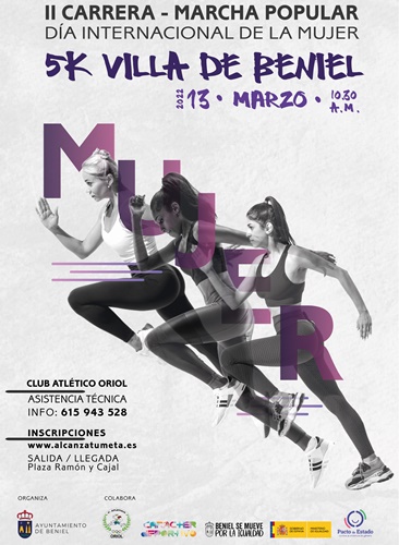 Cartel que ilustra la II Carrera 8M 5K Beniel