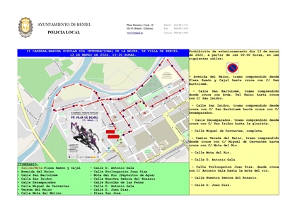 Itinerario carrera y modificaciones de tráfico