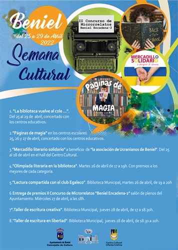 Cartel para ilustrar la programación cultural organizada con motivo del Día Internacional del Libro