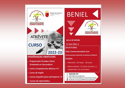 Oferta formativa de la escuela de adultos de Beniel